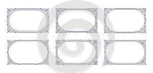 Set of flourishes calligraphic elegant ornamental frames. Elements for logo or identity design